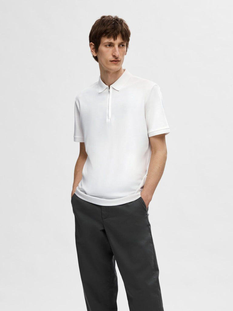 SELECTED - ZIPPER POLO SHIRT - WHITE - Polo_SELECTED - Aritmetik - montreal