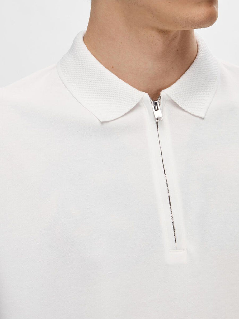 SELECTED - ZIPPER POLO SHIRT - WHITE - Polo_SELECTED - Aritmetik - montreal