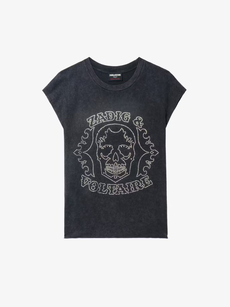 ZADIG & VOLTAIRE - Cloe Black Rhinestone Tank Top - Tank Top_Zadig & Voltaire - Aritmetik - montreal