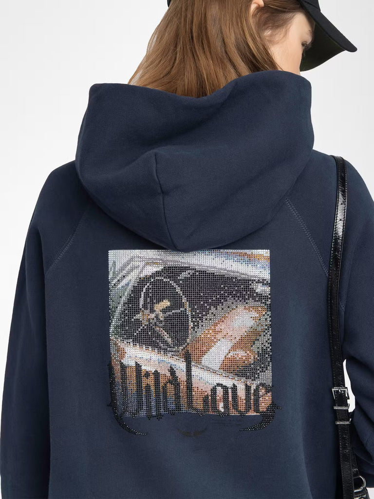 ZADIG & VOLTAIRE - Georgy Grey Women's Rhinestone Sweatshirt - Grey - Hoodie_Zadig & Voltaire - Aritmetik - montreal