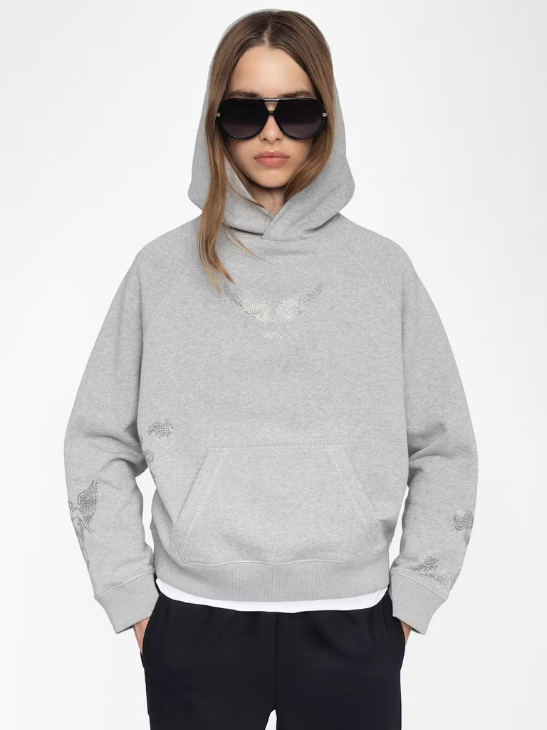 ZADIG & VOLTAIRE - Georgy Grey Women's Rhinestone Sweatshirt - Navy - Hoodie_Zadig & Voltaire - Aritmetik - montreal