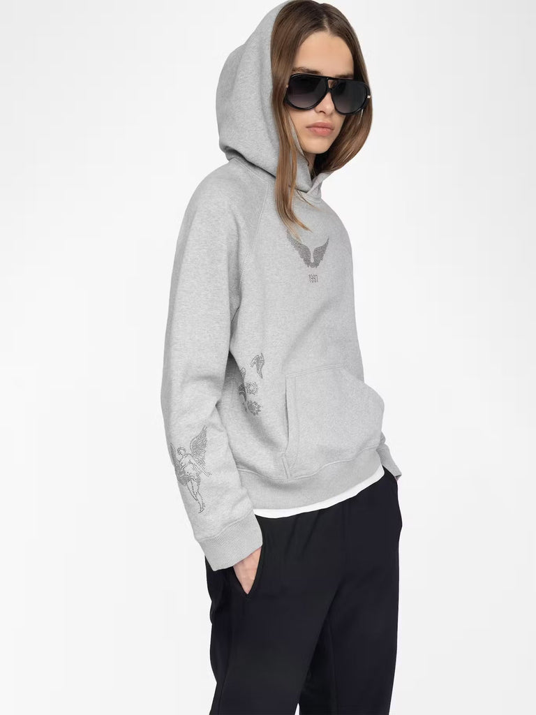 ZADIG & VOLTAIRE - Georgy Grey Women's Rhinestone Sweatshirt - Navy - Hoodie_Zadig & Voltaire - Aritmetik - montreal