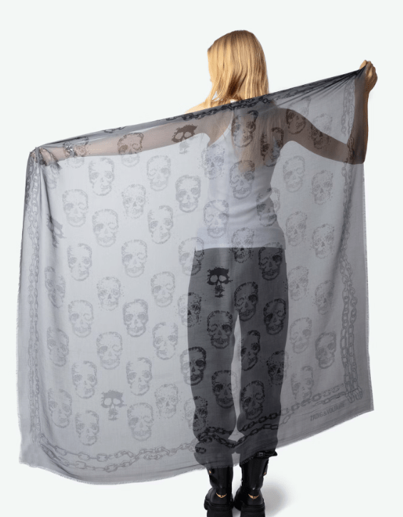 ZADIG & VOLTAIRE - KERRY SKULL SCARF - Grey - Scarf_Zadig & Voltaire - Aritmetik - montreal