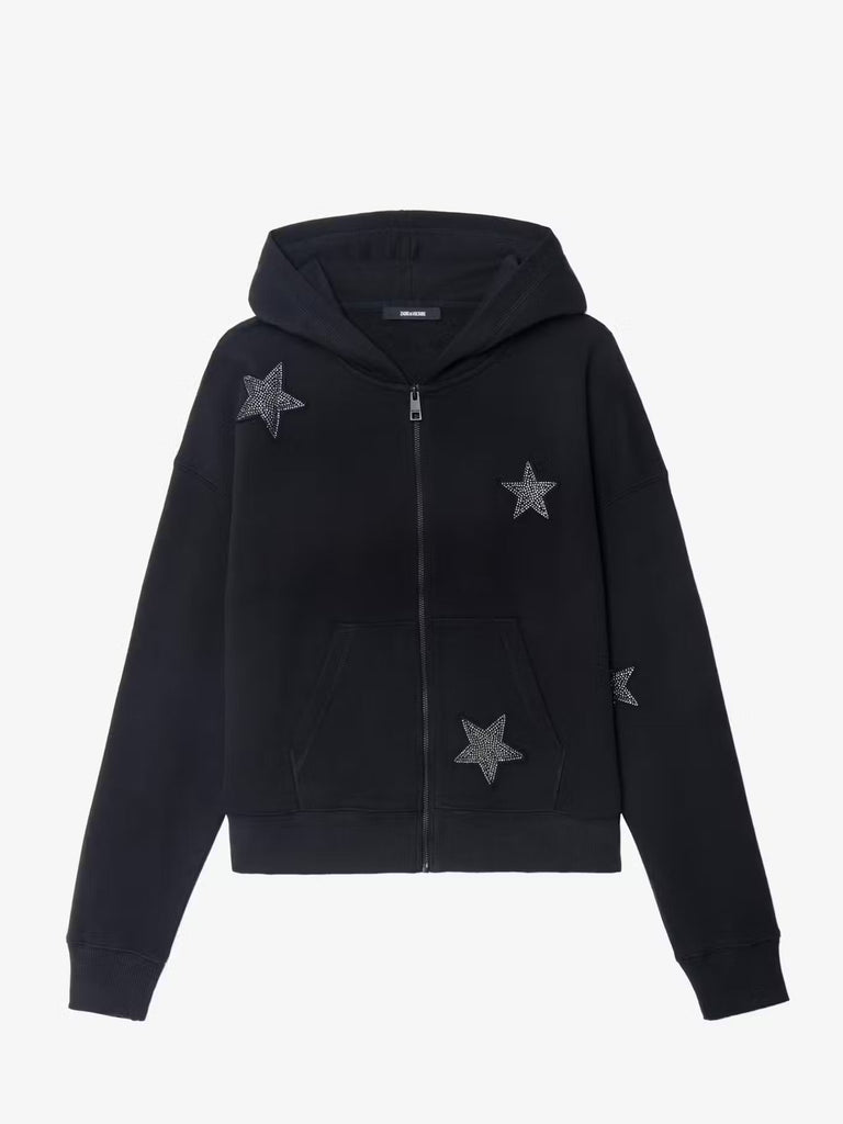 ZADIG & VOLTAIRE - Mia Black Embellished Hoodie with Zip - Hoodie_Zadig & Voltaire - Aritmetik - montreal