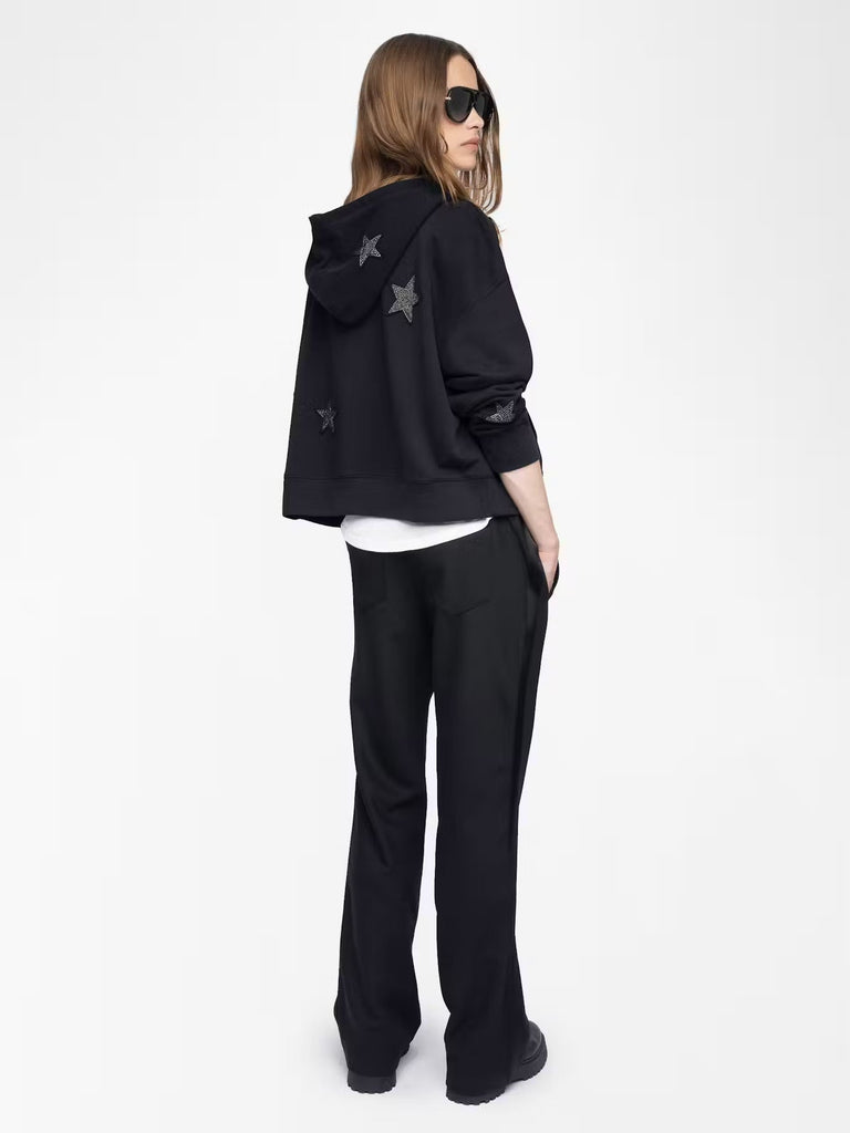 ZADIG & VOLTAIRE - Mia Black Embellished Hoodie with Zip - Hoodie_Zadig & Voltaire - Aritmetik - montreal