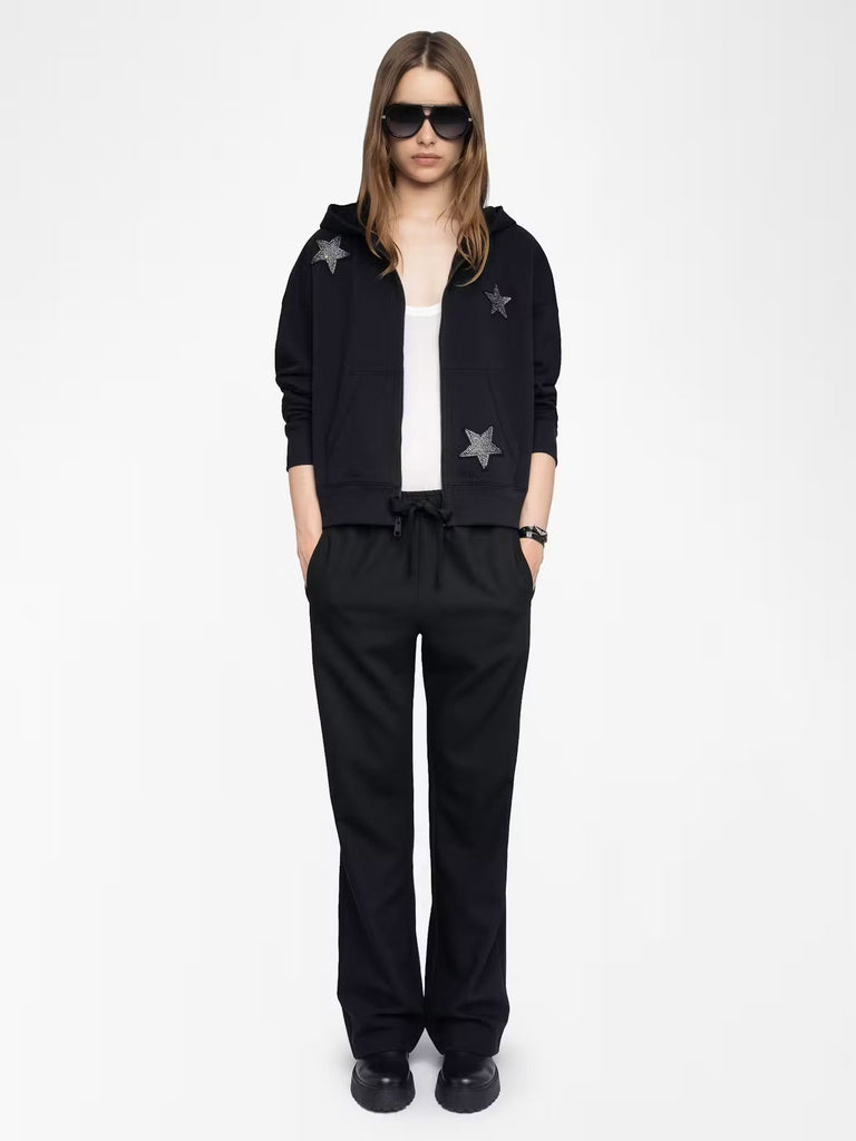 ZADIG & VOLTAIRE - Mia Black Embellished Hoodie with Zip - Hoodie_Zadig & Voltaire - Aritmetik - montreal