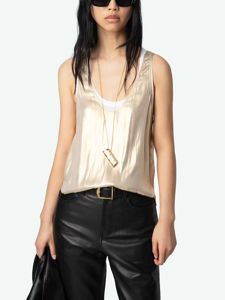 ZADIG & VOLTAIRE - TARYS SATIN TOP - Gold - camisole_Zadig & Voltaire - Aritmetik - montreal