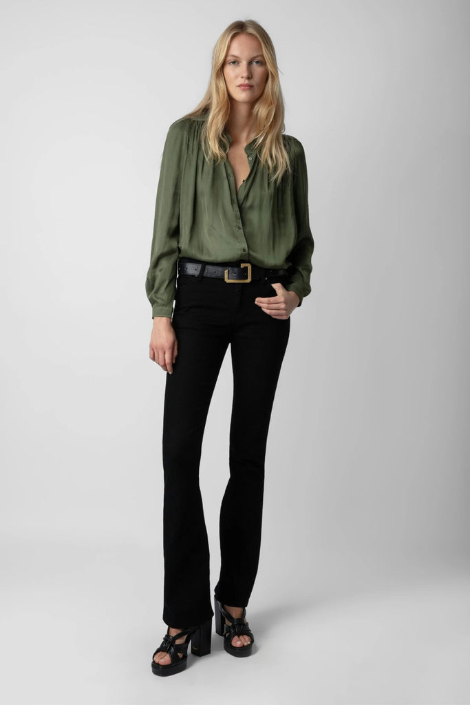 ZADIG & VOLTAIRE - Tchin Satin Blouse - Khaki - Shirt_Zadig & Voltaire - Aritmetik - montreal