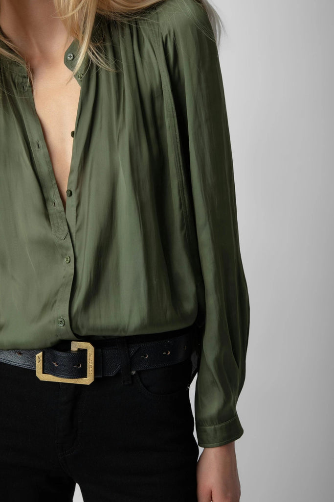 ZADIG & VOLTAIRE - Tchin Satin Blouse - Khaki - Shirt_Zadig & Voltaire - Aritmetik - montreal