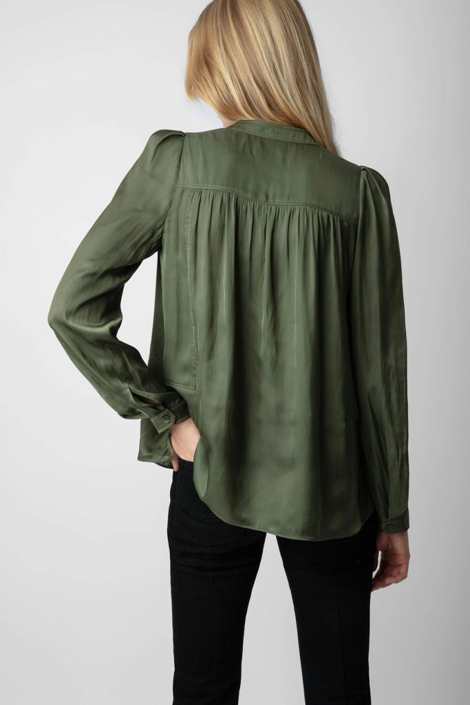 ZADIG & VOLTAIRE - Tchin Satin Blouse - Khaki - Shirt_Zadig & Voltaire - Aritmetik - montreal