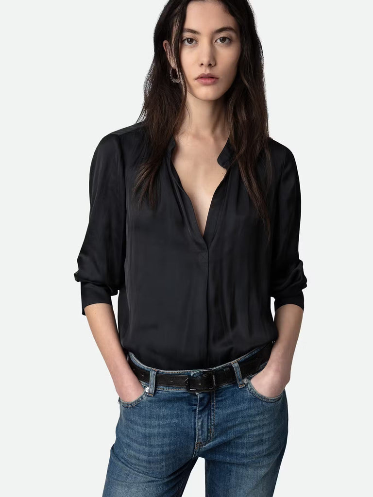 ZADIG & VOLTAIRE - Tink Satin Blouse - Black - Shirt_Zadig & Voltaire - Aritmetik - montreal