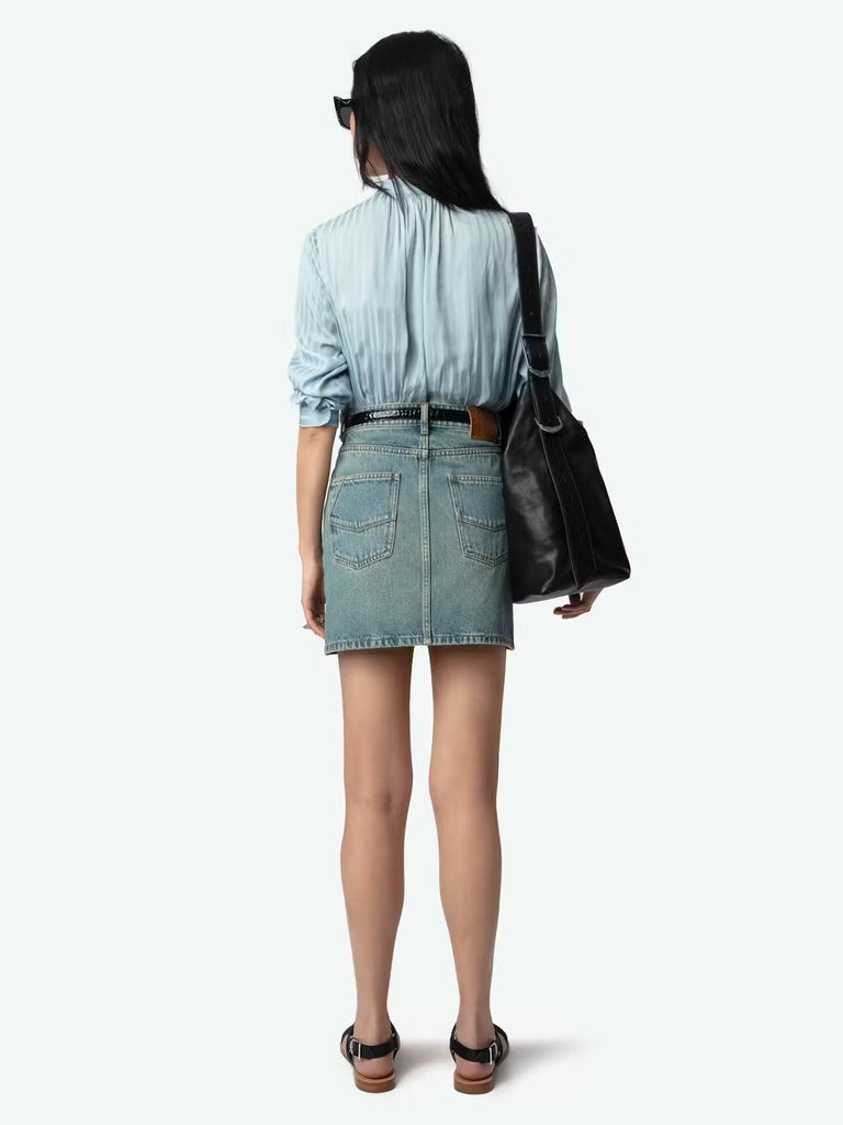 ZADIG & VOLTAIRE - Tink Satin Blouse - Bleu - Shirt_Zadig & Voltaire - Aritmetik - montreal