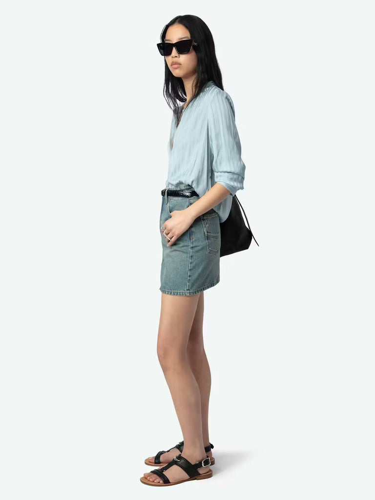 ZADIG & VOLTAIRE - Tink Satin Blouse - Bleu - Shirt_Zadig & Voltaire - Aritmetik - montreal