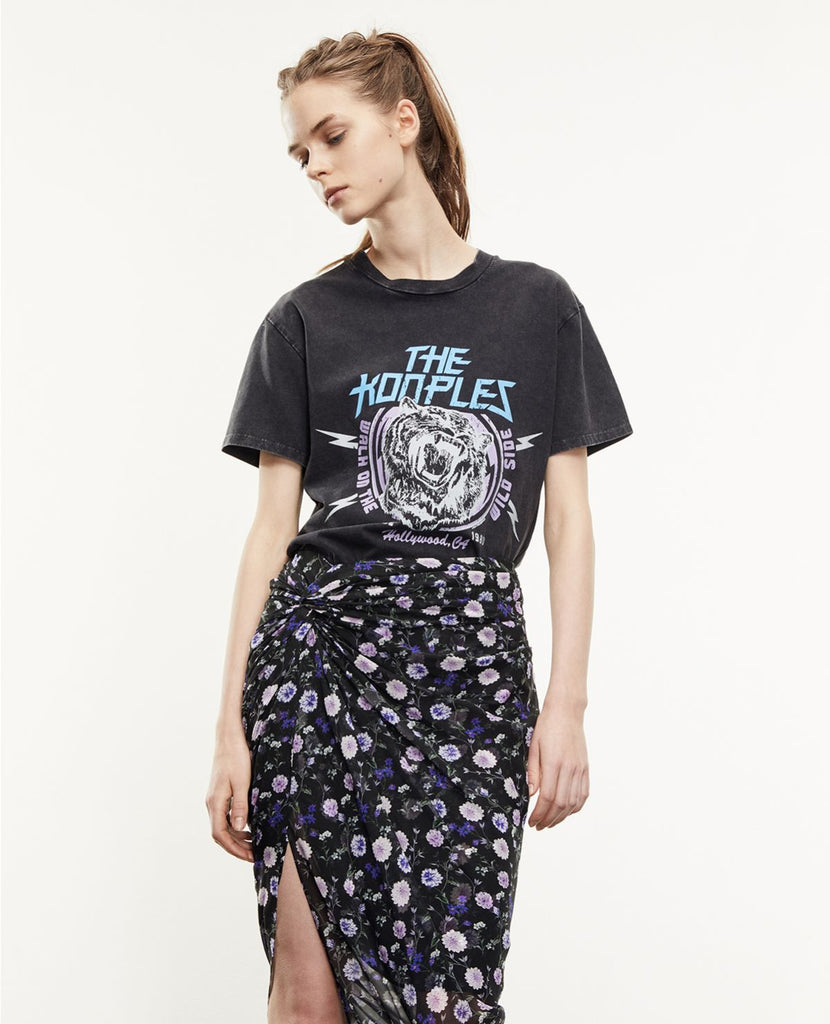 BLACK COTTON T-SHIRT WITH TIGER PRINT-T-shirt_The Kooples-Aritmetik-montreal