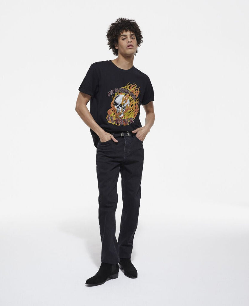 BLACK T-SHIRT WITH SCREEN PRINT-T-shirt_The Kooples-Aritmetik-montreal