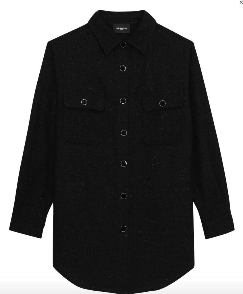Black Tweed jacket with classic collar-Shirt_The Kooples-Aritmetik-montreal