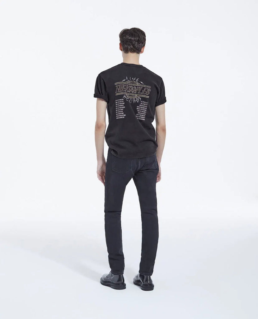 FADED BLACK PRINTED COTTON T-SHIRT ROUND NECK-T-shirt_The Kooples-Aritmetik-montreal