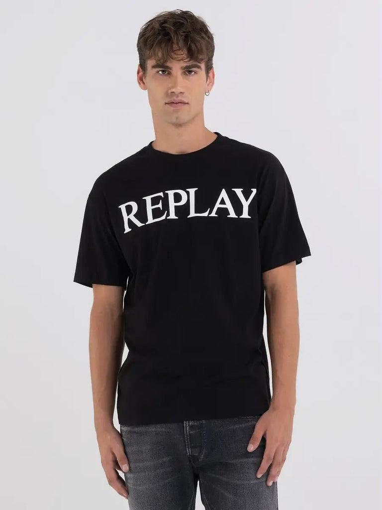 Replay Logo T-Shirt In Black for Men