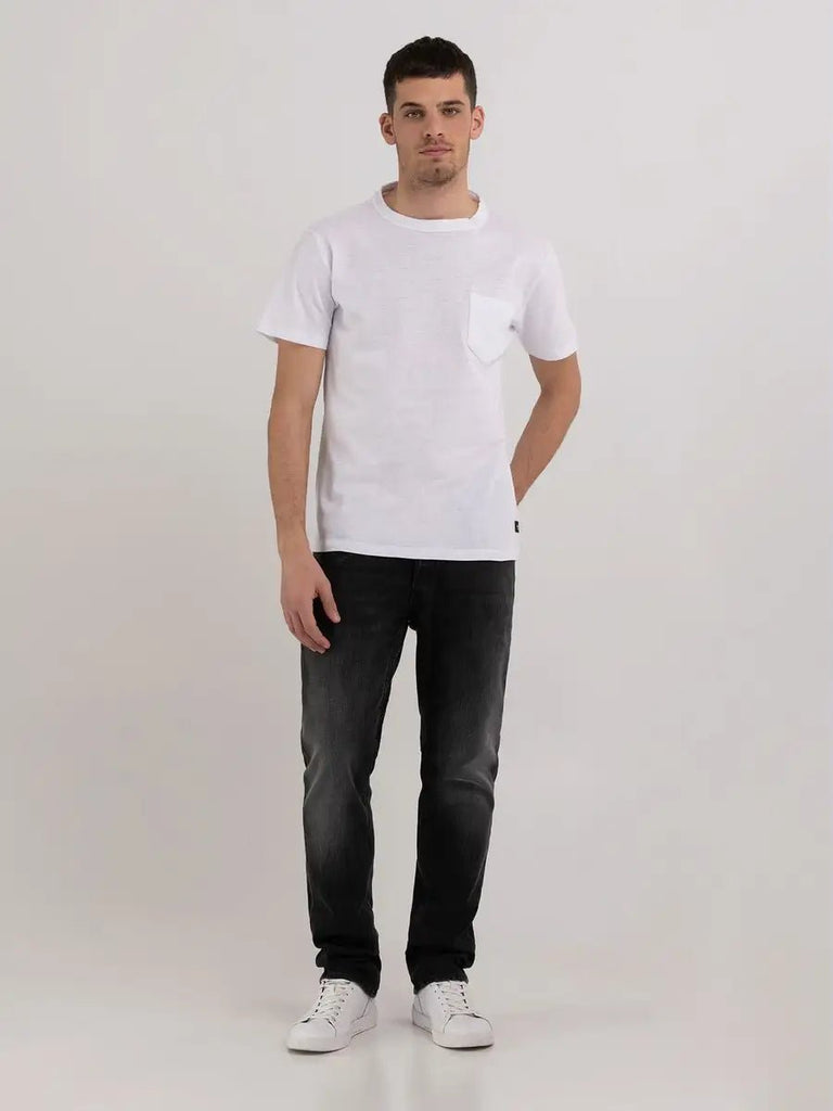 LINEN AND COTTON T-SHIRT - WHITE-T-shirt_Replay-Aritmetik-montreal