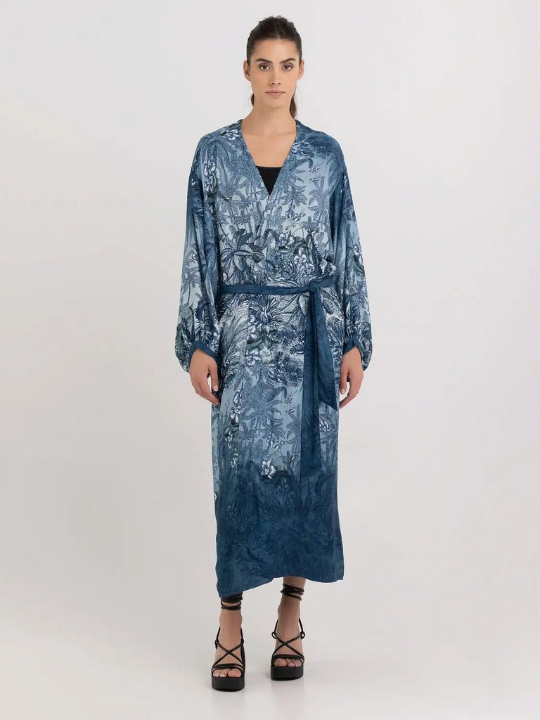 Printed kimono dress in viscose satin-Kimono_Replay-Aritmetik-montreal