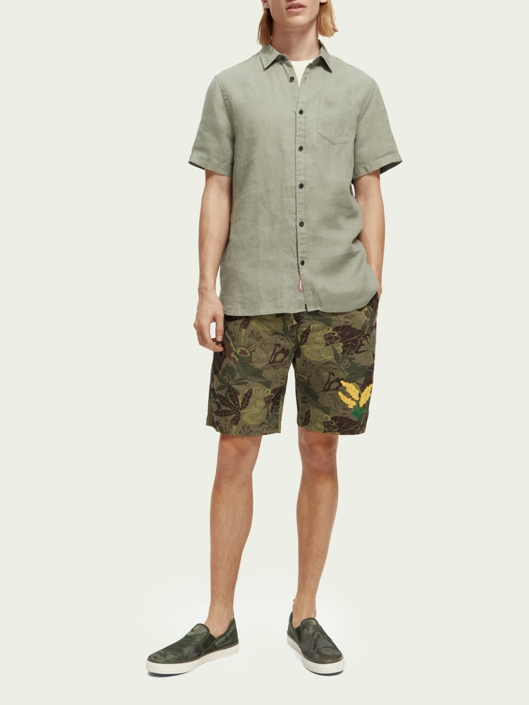 Short-sleeved pocketed linen shirt - Army-Shirt_Scotch & Soda-Aritmetik-montreal