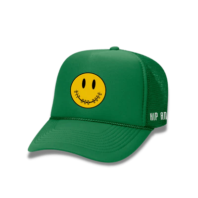 SMILEY TRUCKER HATS GREEN-CAPS_HIP & BONE-Aritmetik-montreal