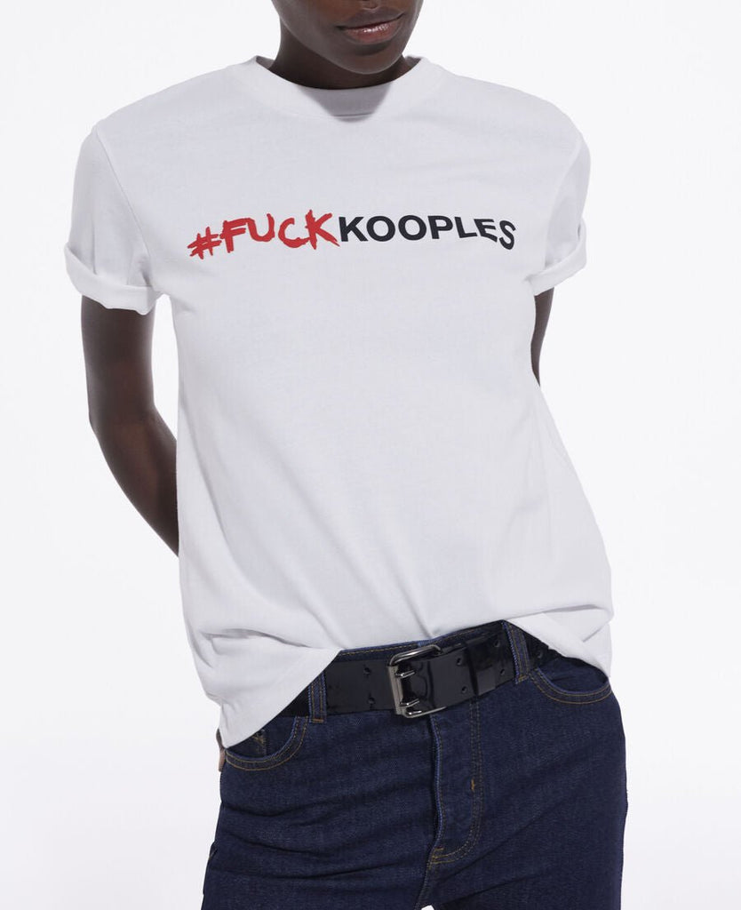 WHITE T-SHIRT WITH LOGO-T-shirt_The Kooples-Aritmetik-montreal