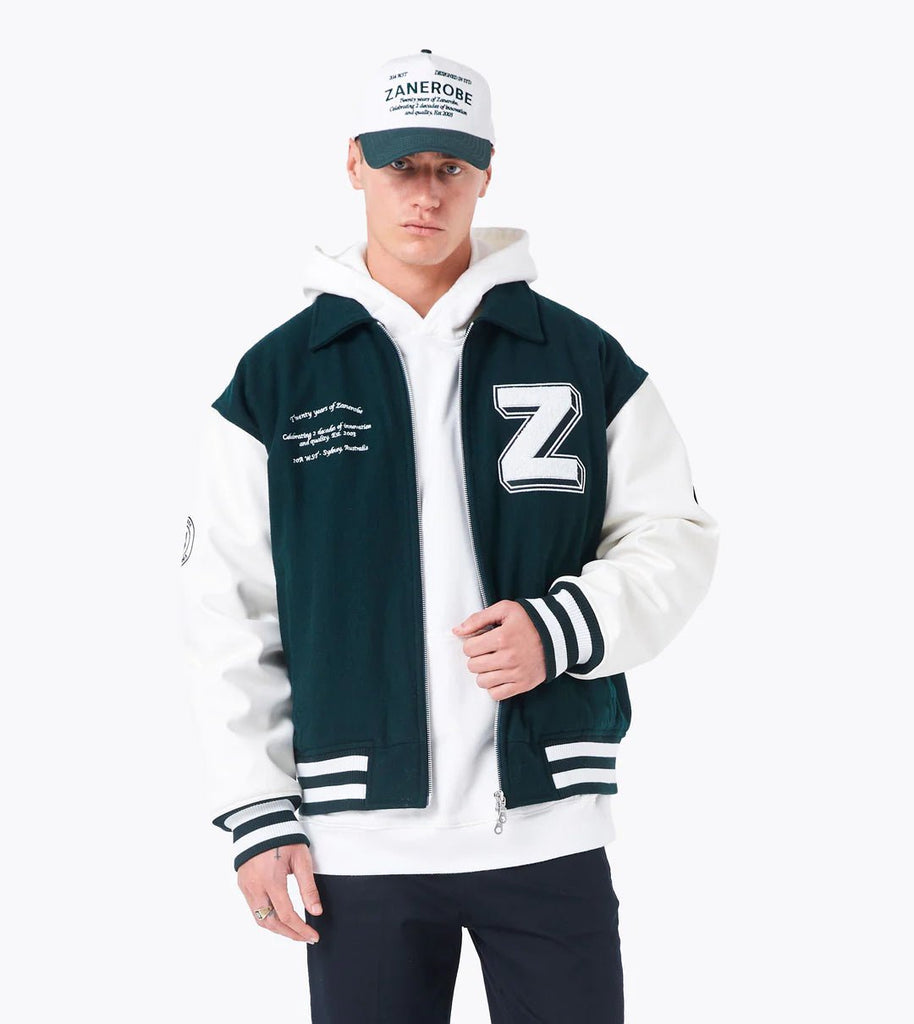 ZANEROBE - 20 Yrs Letterman Jacket - Forest Green-Varsity Jacket_ZANEROBE-Aritmetik-montreal