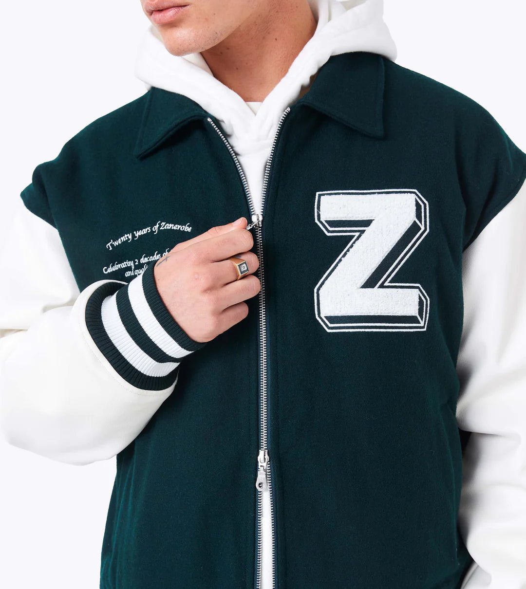 ZANEROBE - 20 Yrs Letterman Jacket - Forest Green - ZANEROBE